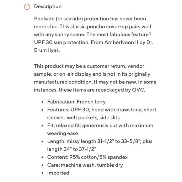 AmberNoon II by Dr Erum Ilyas Terry Stripe Poncho Cover Up‎ 1X White A590745 NEW - Picture 2 of 3